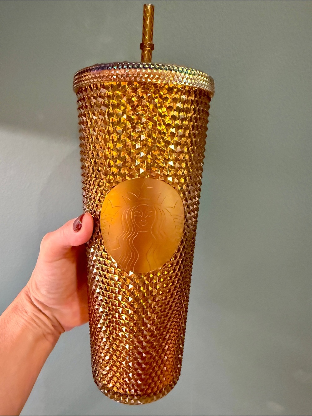 Starbucks Gold Studded Tumbler with Iridescent Accents 24 oz